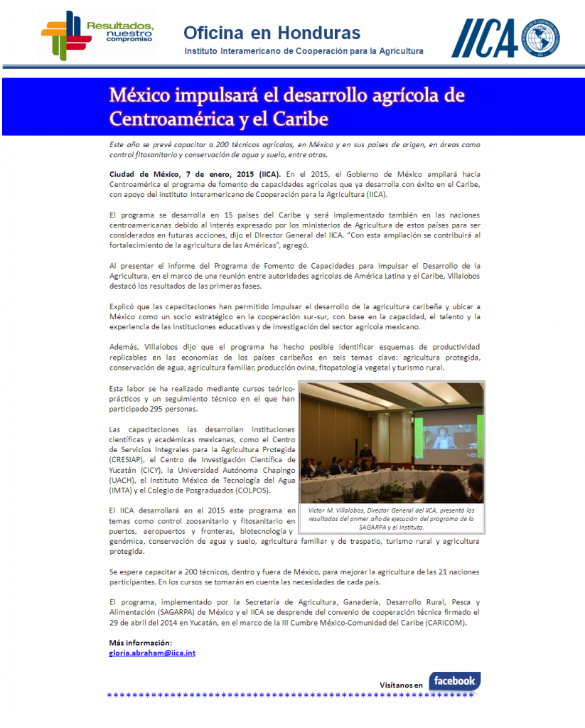 México impulsará el desarrollo agrícola de Centroamérica y El Caribe